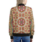 Pastel Ethnic Mandala Print Women's Bomber Jacket