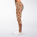 Pastel Ethnic Mandala Print Women's Capri Leggings