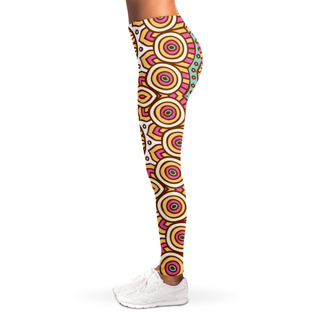 Pastel Ethnic Mandala Print Women's Leggings