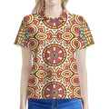 Pastel Ethnic Mandala Print Women's Polo Shirt
