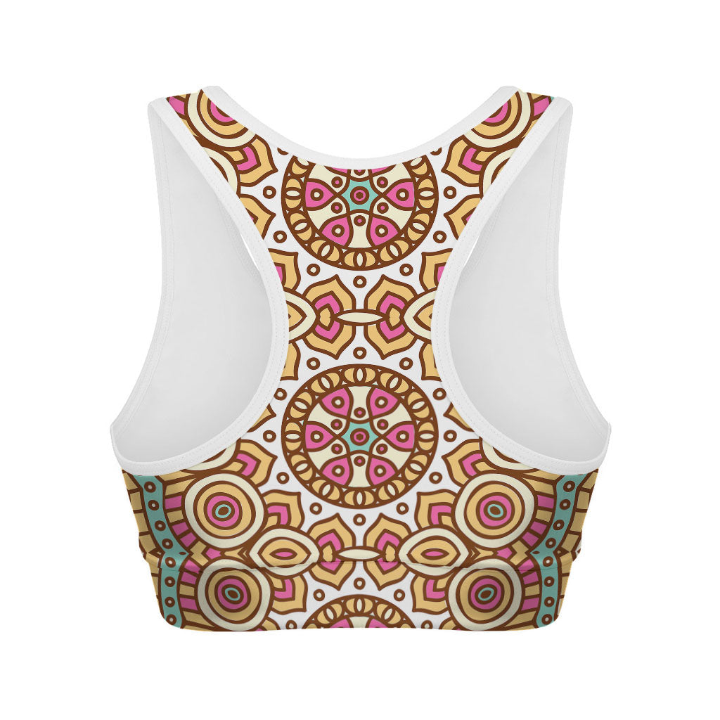Pastel Ethnic Mandala Print Women's Sports Bra