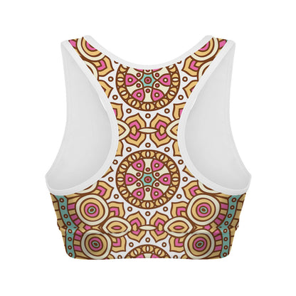 Pastel Ethnic Mandala Print Women's Sports Bra