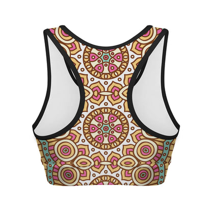 Pastel Ethnic Mandala Print Women's Sports Bra