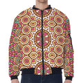 Pastel Ethnic Mandala Print Zip Sleeve Bomber Jacket