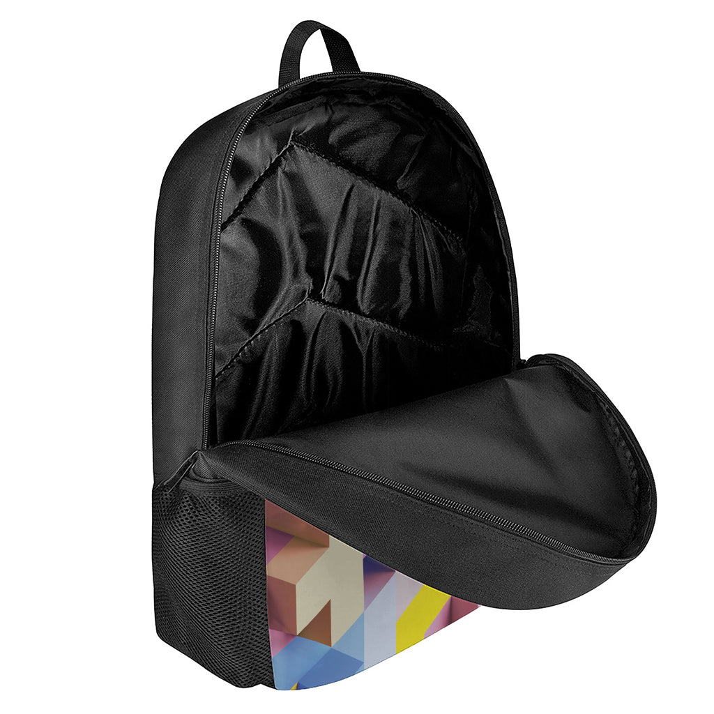 Pastel Geometric Cubic Print 17 Inch Backpack