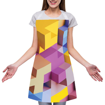 Pastel Geometric Cubic Print Adjustable Apron