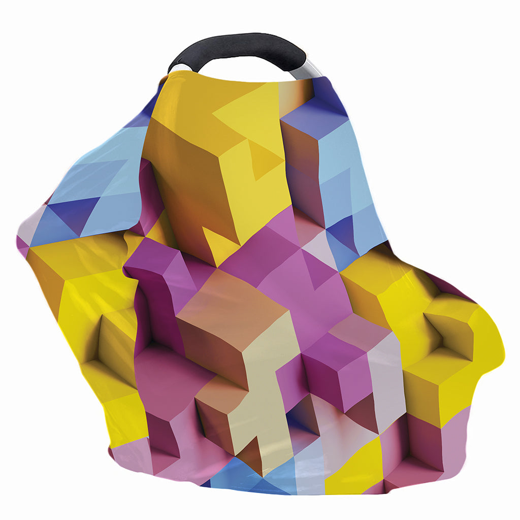 Pastel Geometric Cubic Print Baby Seat Cover