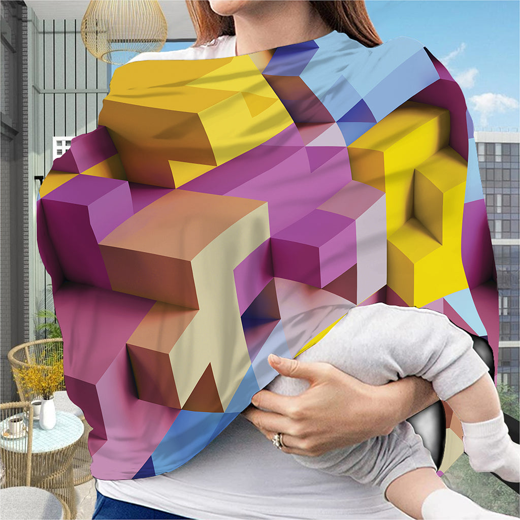 Pastel Geometric Cubic Print Baby Seat Cover