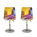 Pastel Geometric Cubic Print Bar Stool Covers