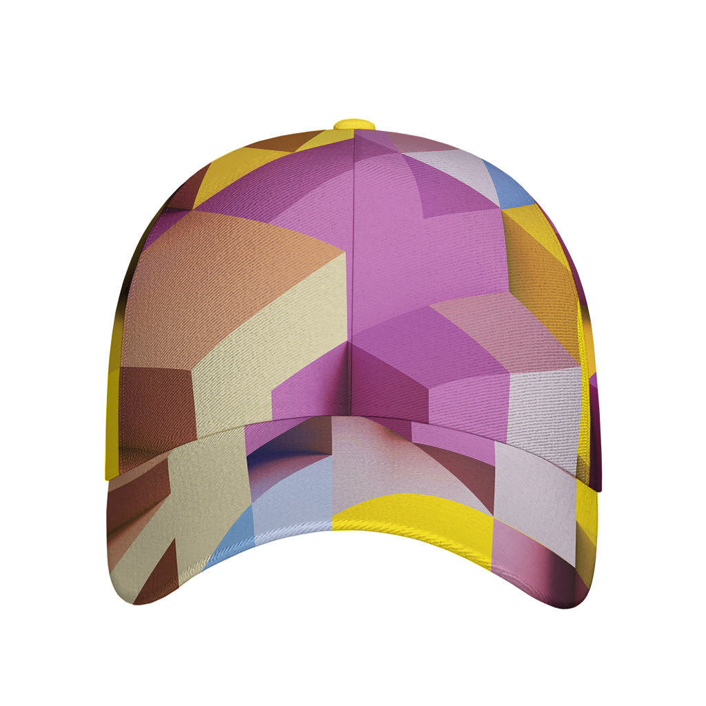 Pastel Geometric Cubic Print Baseball Cap