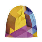 Pastel Geometric Cubic Print Beanie