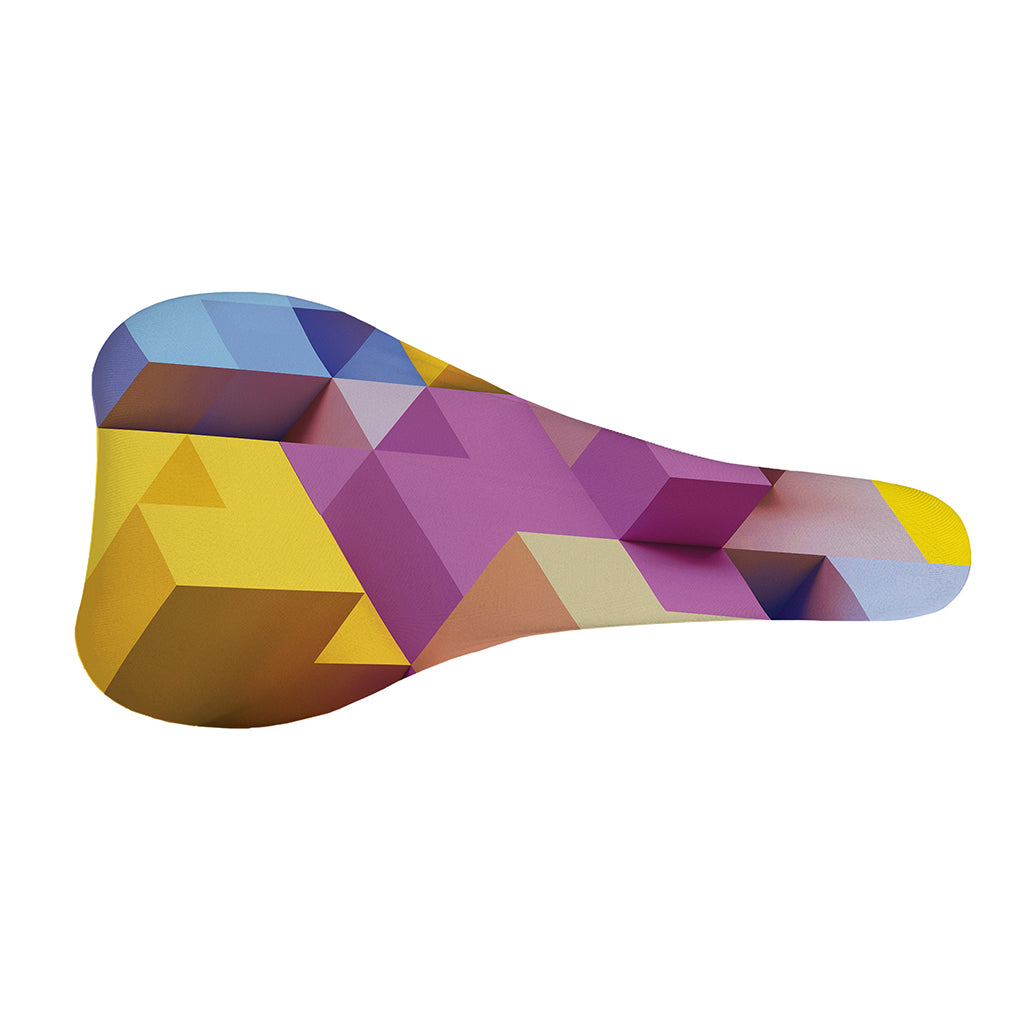 Pastel Geometric Cubic Print Bicycle Seat Cover