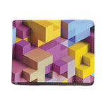 Pastel Geometric Cubic Print Bifold Wallet