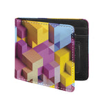 Pastel Geometric Cubic Print Bifold Wallet