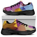 Pastel Geometric Cubic Print Black Chunky Shoes