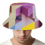 Pastel Geometric Cubic Print Bucket Hat
