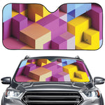 Pastel Geometric Cubic Print Car Windshield Sun Shade