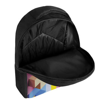 Pastel Geometric Cubic Print Casual Backpack