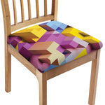 Pastel Geometric Cubic Print Chair Cushion Cover