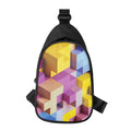 Pastel Geometric Cubic Print Sling Bag