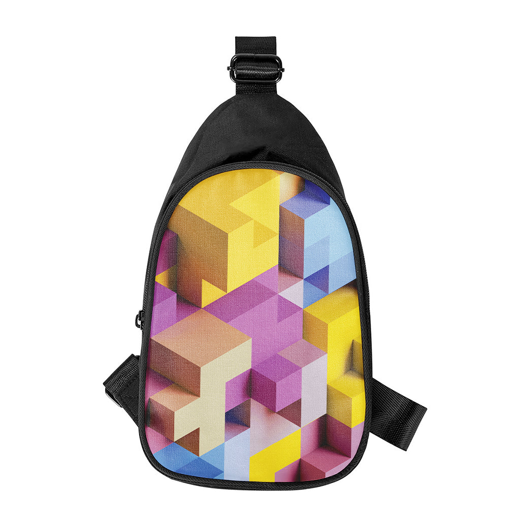 Pastel Geometric Cubic Print Chest Bag