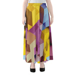Pastel Geometric Cubic Print Chiffon Maxi Skirt