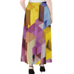Pastel Geometric Cubic Print Chiffon Maxi Skirt