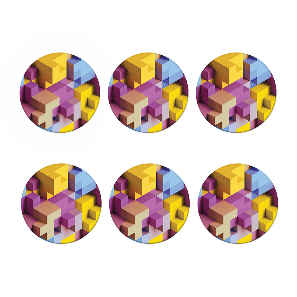 Pastel Geometric Cubic Print Coaster Set
