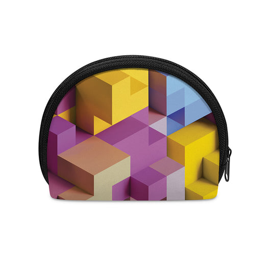 Pastel Geometric Cubic Print Coin Purse