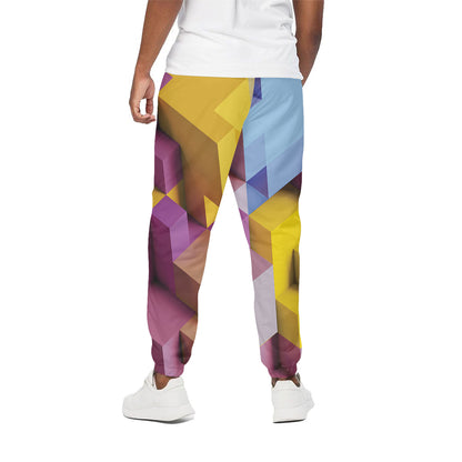 Pastel Geometric Cubic Print Cotton Pants