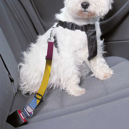 Pastel Geometric Cubic Print Dog Seat Belt