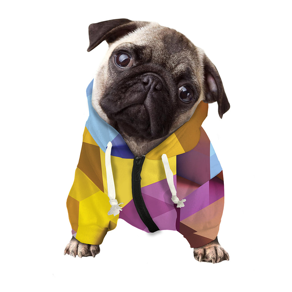 Pastel Geometric Cubic Print Dog Zip Up Hoodie