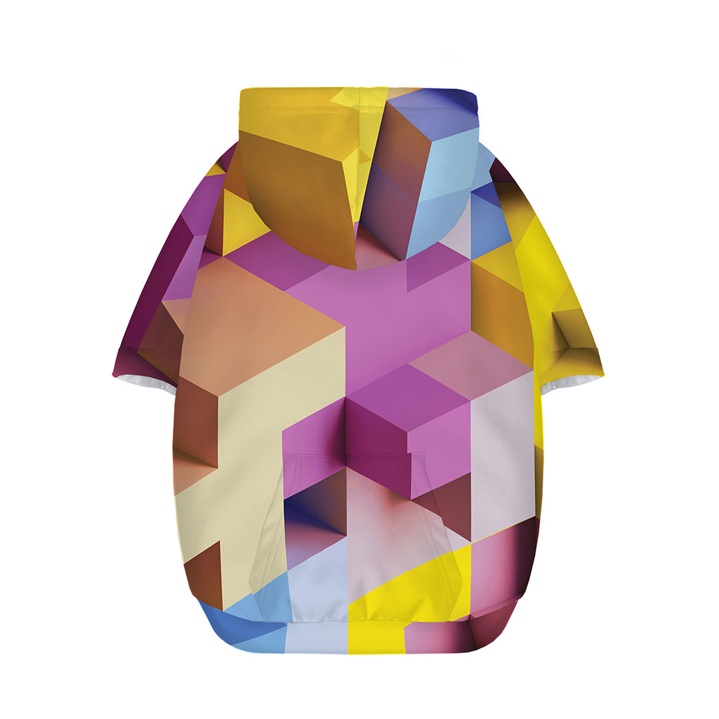 Pastel Geometric Cubic Print Dog Zip Up Hoodie