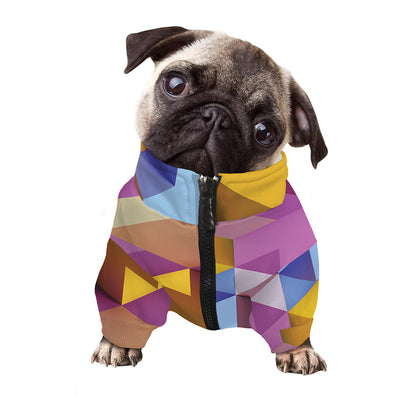 Pastel Geometric Cubic Print Dog Zip Up Jacket
