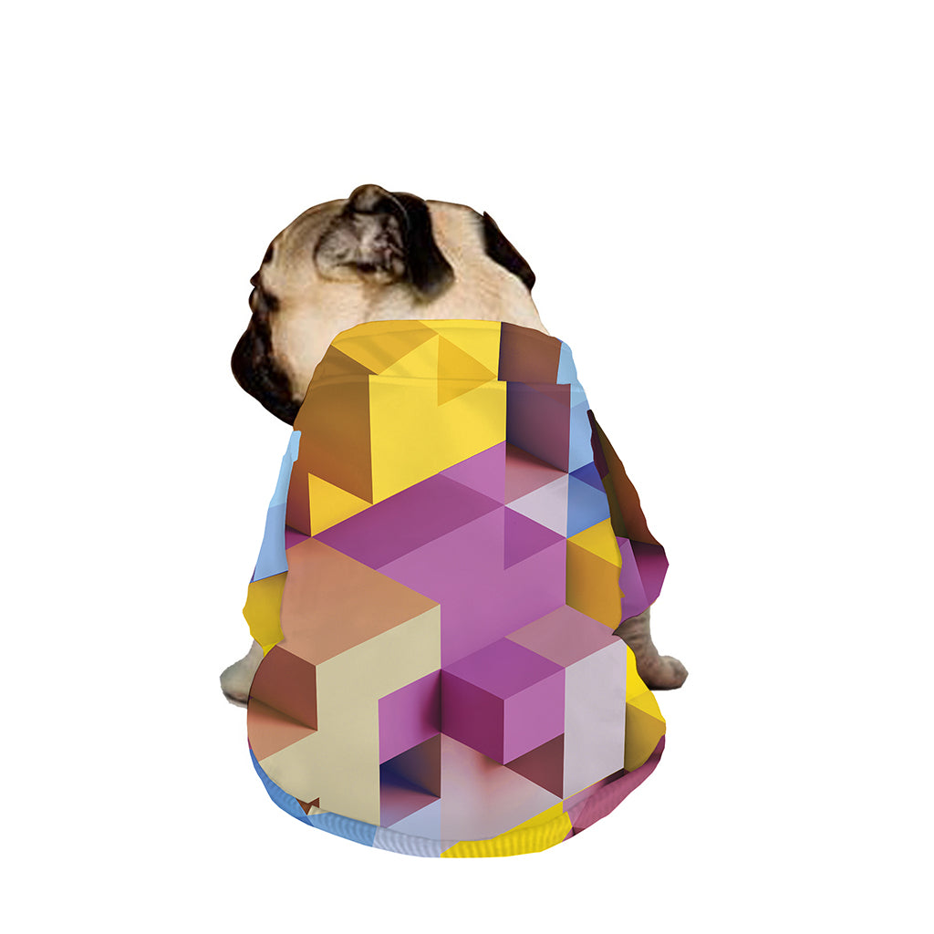 Pastel Geometric Cubic Print Dog Zip Up Jacket