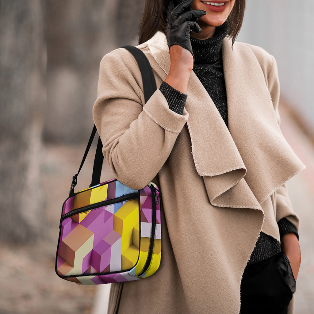 Pastel Geometric Cubic Print Double Strap Bible Bag