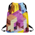 Pastel Geometric Cubic Print Drawstring Backpack
