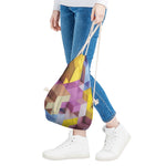 Pastel Geometric Cubic Print Drawstring Bag