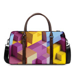 Pastel Geometric Cubic Print Duffle Bag