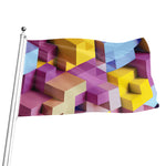 Pastel Geometric Cubic Print Flag