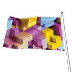 Pastel Geometric Cubic Print Flag