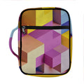 Pastel Geometric Cubic Print Front Pocket Bible Bag