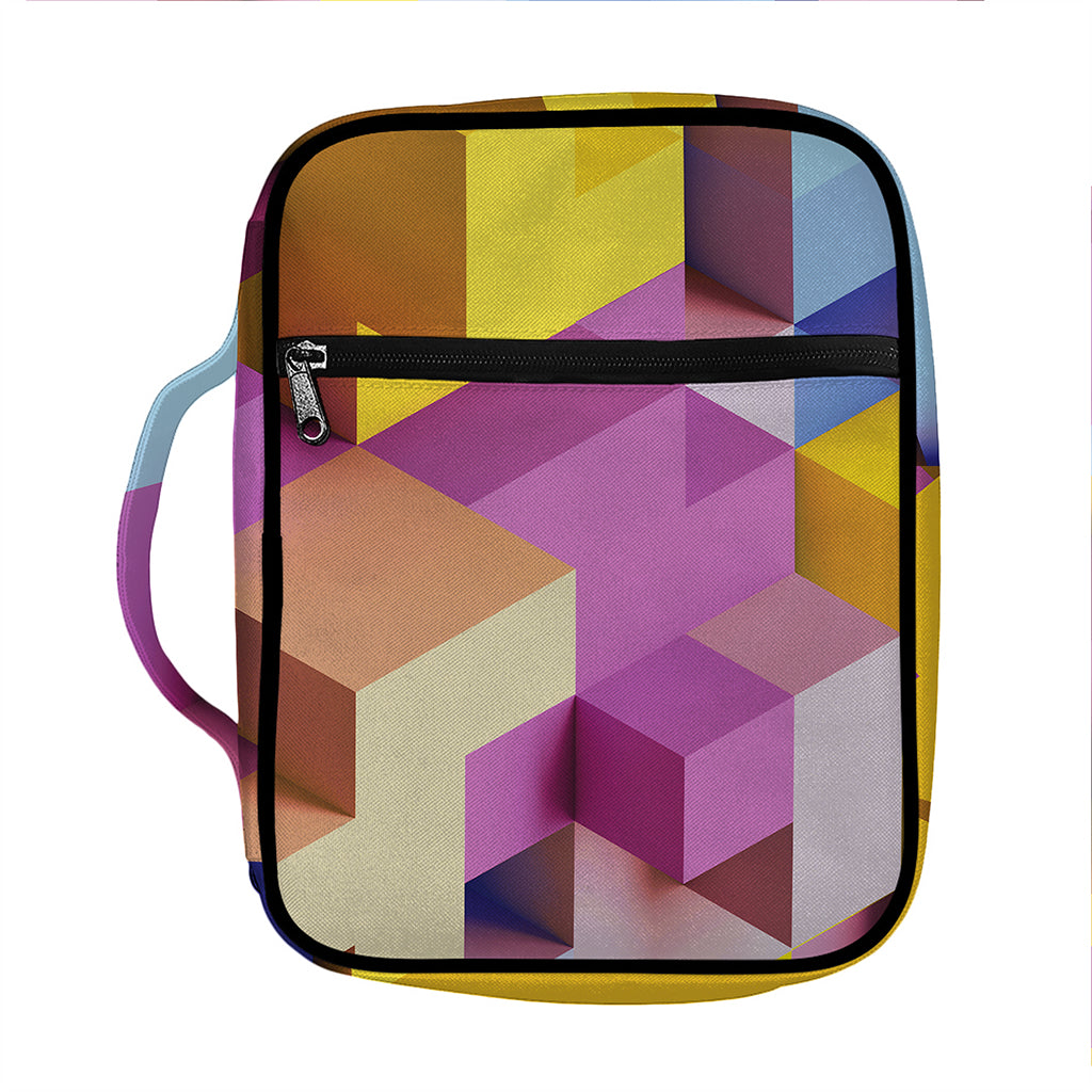 Pastel Geometric Cubic Print Front Pocket Bible Bag