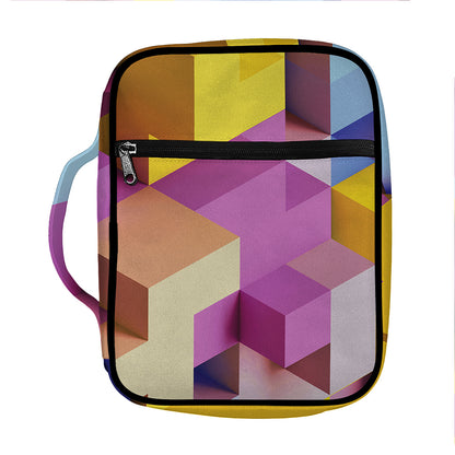 Pastel Geometric Cubic Print Front Pocket Bible Bag