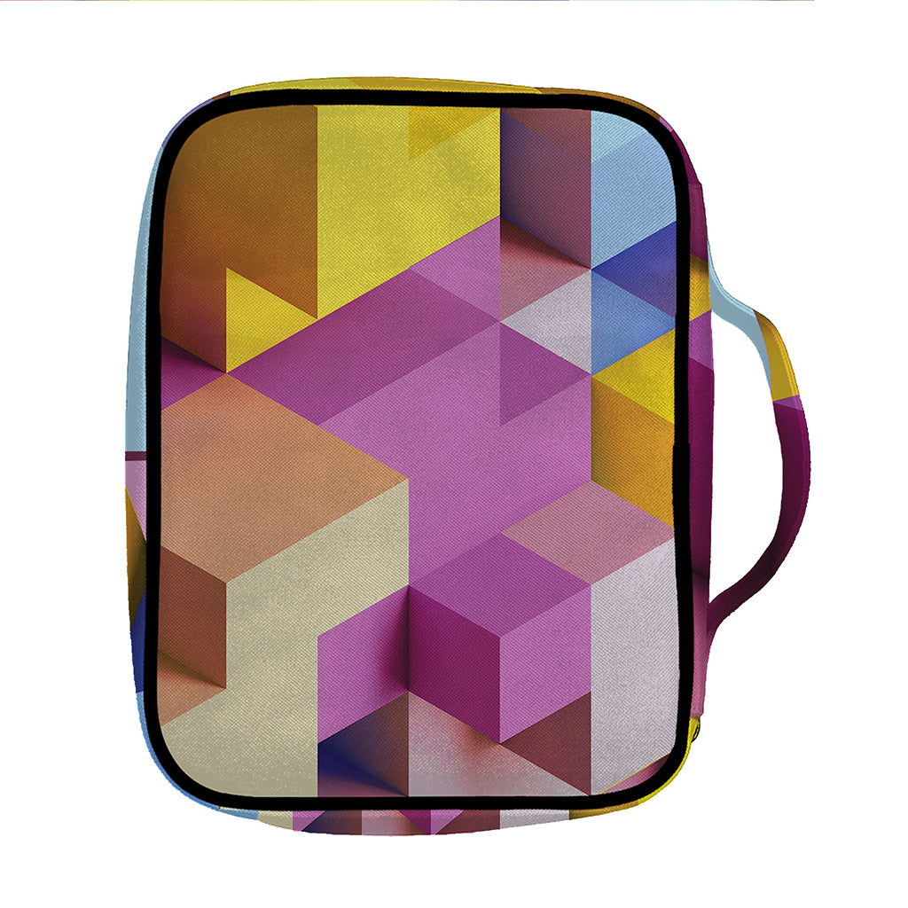Pastel Geometric Cubic Print Front Pocket Bible Bag