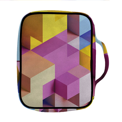 Pastel Geometric Cubic Print Front Pocket Bible Bag