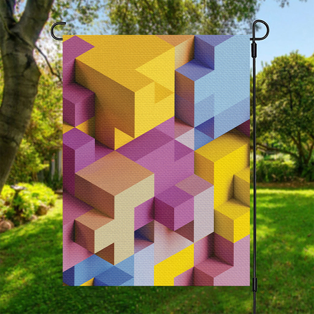 Pastel Geometric Cubic Print Garden Flag