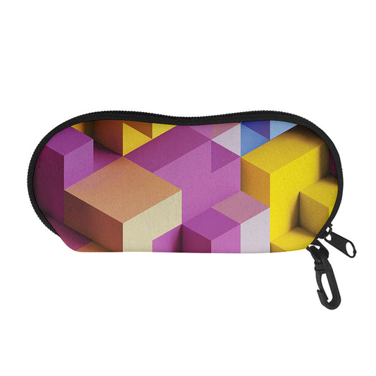 Pastel Geometric Cubic Print Glasses Case