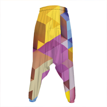 Pastel Geometric Cubic Print Hammer Pants