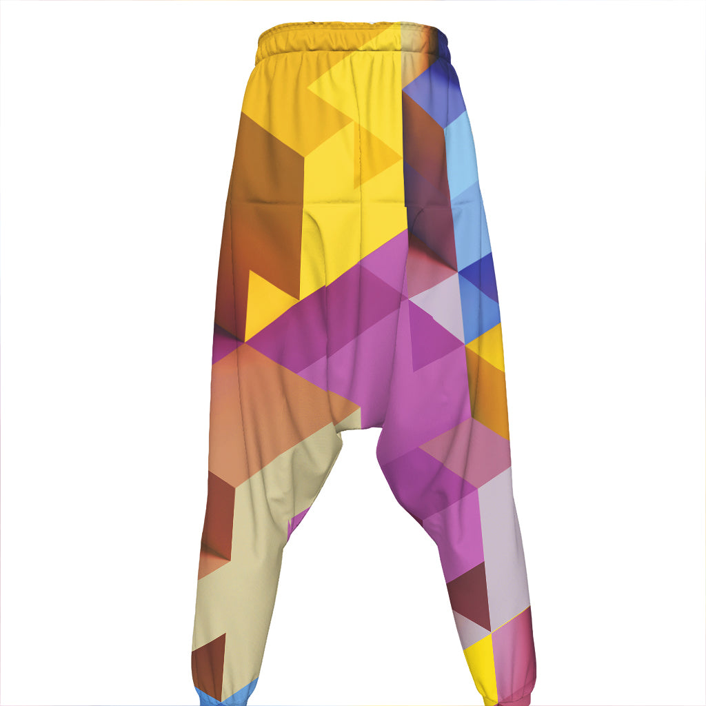 Pastel Geometric Cubic Print Hammer Pants